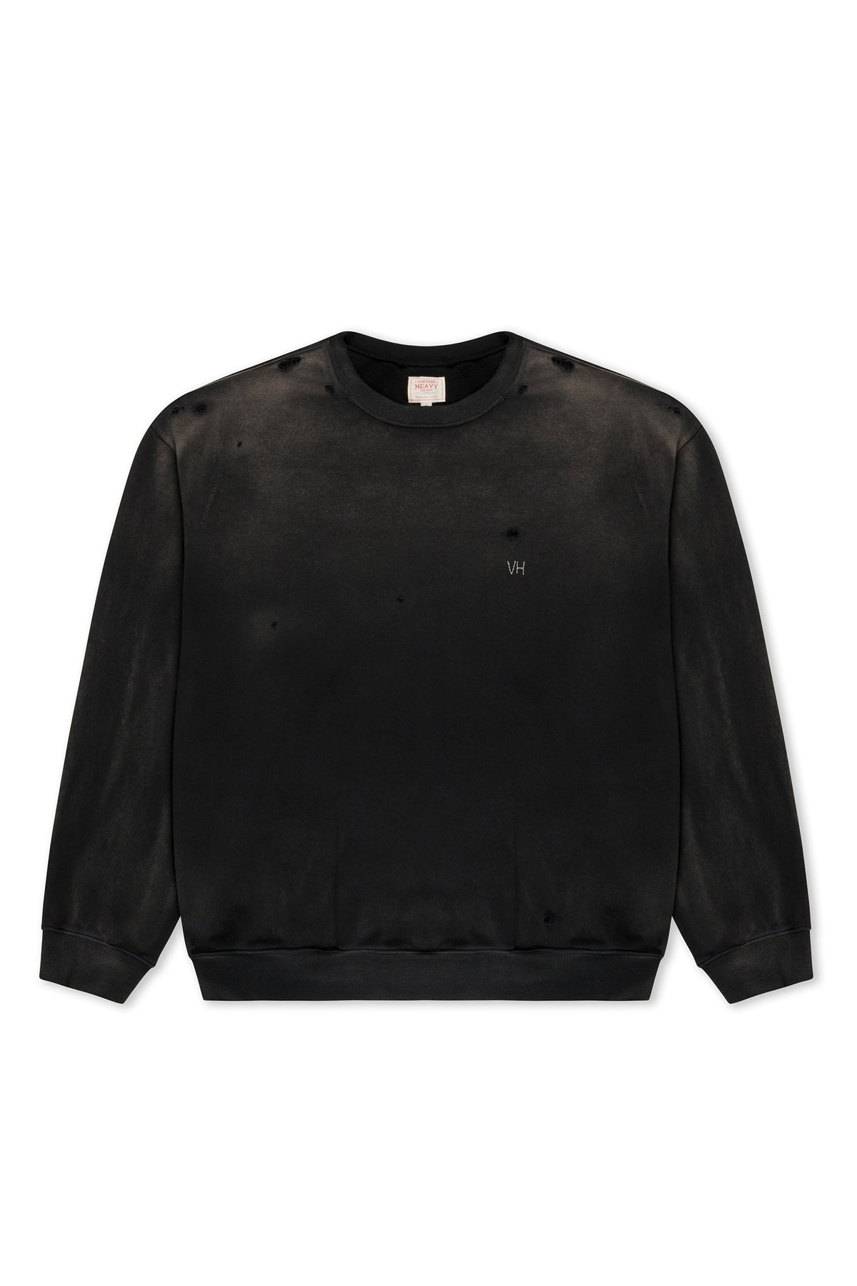 Black Oversized Aged Crew